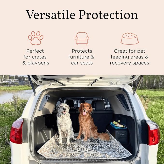 LOVEWAG Washable Dog Pee Pads, 24" x 16", Waterproof, Non-Slip, Super Absorbent, Reusable Machine-Washable, 2-Pack (Silvered Blue)