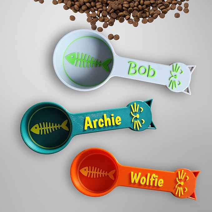 Personalized Cat Food Scoop, Cat Food Measuring Cup with Name, Kibble Scoop (5.33 oz - 2/3 cup)