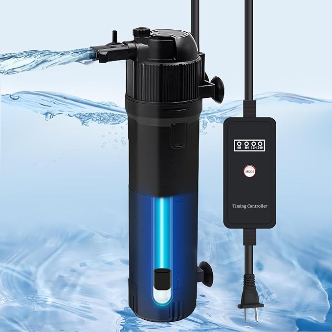 Aquarium Filter Fish Tank Filter with U-V Light, Submersible Aquarium Filter - Aquarium Filter for 40 to 120 Gallon Fish Tank, U-V Filter for Aquarium