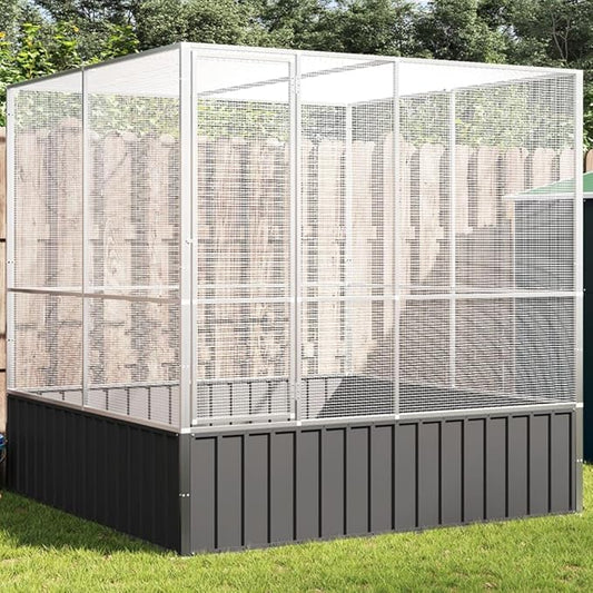 Galvanized Steel Large Flight King Bird Cage, Steel Outdoor Aviary, Outdoor Indoor Large Bird Cage Aviary Pet House for Cockatiels African Parakeets, 83.1"x81.5"x83.5",-302