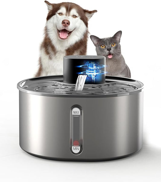 No Pump Cat Water Fountain Stainless Steel (1x Cat Water Fountain)