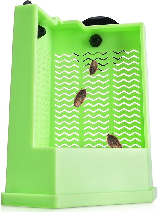 Reptile Corner Hunting Bowl - Glass Mount Insect Feeding Box for Reptile with Suction Cup which is Super Tight, Green, 4.72 inch - S Size