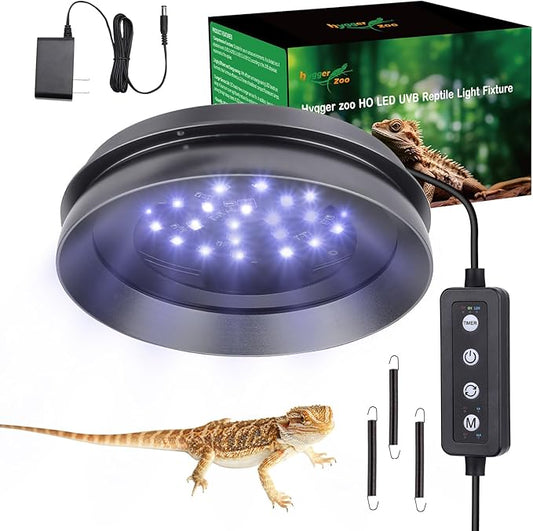UVB Light for Reptiles with Dimming UVA UVB Reptile Light Fixture with Timer LED UVB Bulb for Bearded Dragon Gecko Turtle Chameleon Lizard Snake Adjustable Brightness Reptile Tank Accessories 6W Grey