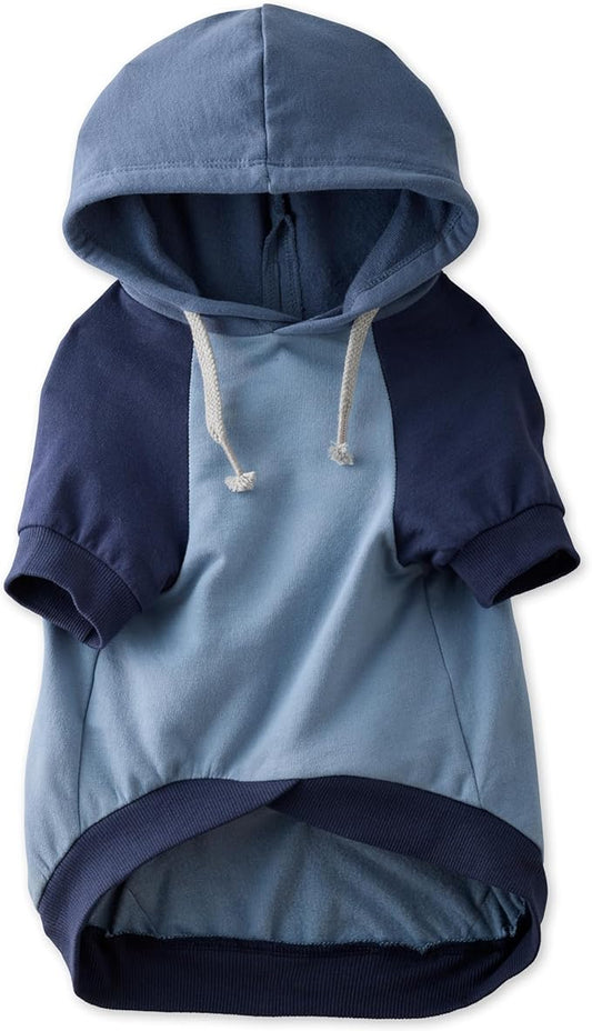 Rocky – The Orginal Lightweight Hooded TEE 100% Organic Cotton Dog Hoodie Pet Coat Sweater for Small, Medium, Large Dogs, Navy Color Block, Small