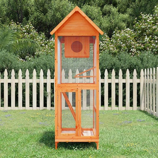 Wooden Bird House Bird Cage, Bird Flight Cages Parrot Cage for Parakeet, Lovebirds, Ringneck, Cockatiels, 23.6"x23"x63" Solid Wood Pine,-422