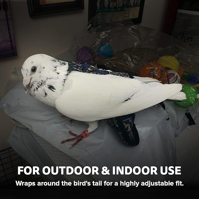 Hen Holster Wrap-Around Bird Diaper & Harness for Larger Pigeons, Small Breed - with Removable Liner, Adjustable Fit for Outdoor Adventures & Indoor Use, Easy to wear - Leopard, XS