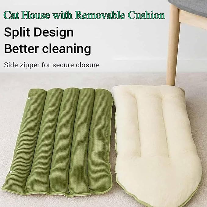 Expectation Cat Bed, Removable and Washable Winter Closed-Off Cat Bed, Soft Fluffy Warm Autumn/Winter Cats House, Washable Non-Slip Pet Sleeping Bag for Indoor Cats Small Dogs (G,Large)