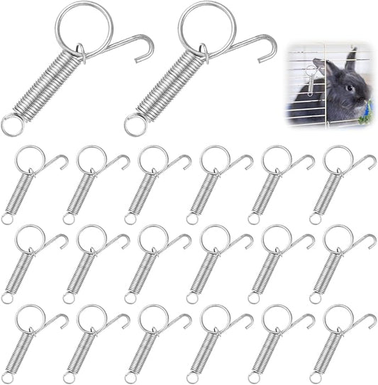 20 PCS Spring Latch for Cages, Spring Door Latch for Rabbit, Wire Cage Clips Cat Small Hook, Rabbit Wire Clips, Dog Crate Lock, Pet Dog Cat Birds Parrot Squirrel Hook