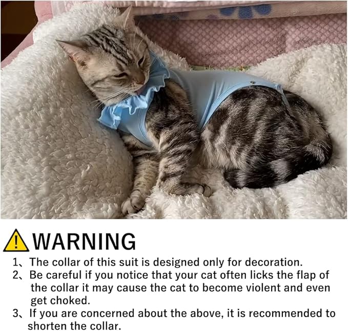 Cat Recovery Suit for Abdominal Wounds and Skin Diseases, Breathable Surgical Recovery Shirt After Surgery Wear Anti Licking Wounds,E-Collar Alternative for Cats Pet Kitten(RSC01-blue-l)