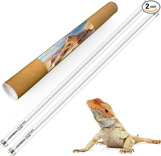 Bearded Dragon UVB Light Bulb T5 10.0,24W UVA UVB HO Reptiles Light Bar Bulbs 22 Inch for Bearded Dragon, Leopard Gecko Tortoise, Reptile & Amphibian Replacement Lamp Bulb 2 Pack