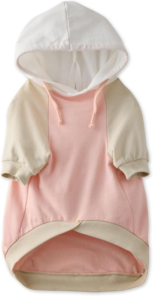 Rocky – The Orginal Lightweight Hooded TEE 100% Organic Cotton Dog Hoodie Pet Coat Sweater for Small, Medium, Large Dogs, Pink Color Block, Medium