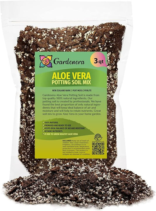 GARDENERA Premium Aloe Vera Potting Soil Mix - (3 Quart Bag)