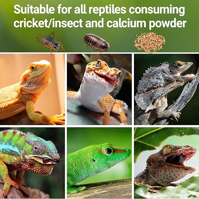 REPTI ZOO Reptile Cricket Calcium Powder Mixer, Cricket Keeper Shaker for Bearded Dragon Gecko Snake Lizards, Dispenser Feeder for Chameleon Reptile & Amphibians