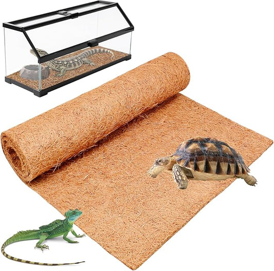 Halatool 18 X 36 Inches Reptile Carpet Thicken Coconut Fiber Mat for 20-40 Gallon Reptile Tank Terrarium Bedding Liner for Lizard Bearded Dragons Turtles Snake Leopard Gecko