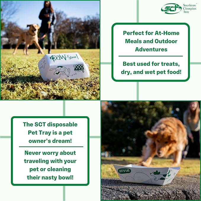 Southern Champion Tray, Large Disposable Pet Food Bowl, 2 Cups (100 Quantity) Dog Food Tray, Travel Pet Bowl, Feeding Cats and Dogs, Wet Food and Dry Food, Two Cups Capacity, 100 Count