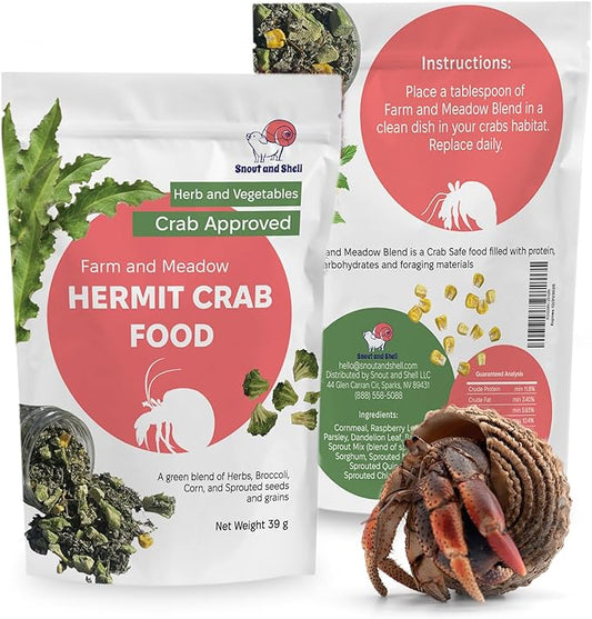 Farm & Meadow Hermit Crab Food – Corn, Broccoli & Leafy Greens with Sprouted Grains – 39g – Snout and Shell