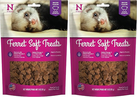 N-Bone 1 Pouch Ferret Soft Treats Bacon Flavor, 3 Oz (Pack of 2)