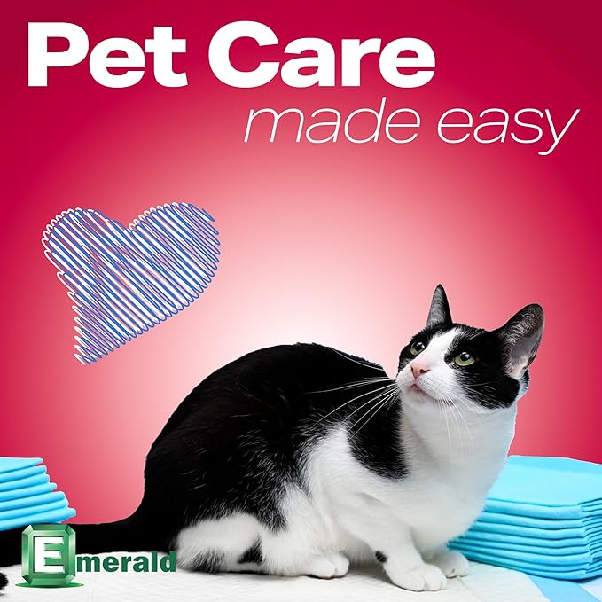 Emerald Incontinence Underpads, 50 Pads, Waterproof Plastic Backing, Highly Absorbent Cotton Fluff, Non-Skid, for Bedwetting, Pets, Seniors