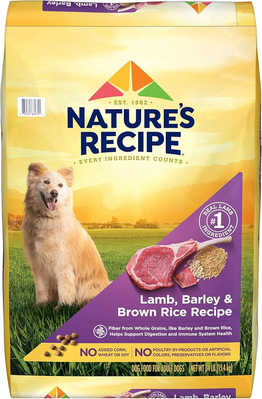 Nature′s Recipe Lamb, Barley & Brown Rice Recipe Dry Dog Food, 34 lb. Bag