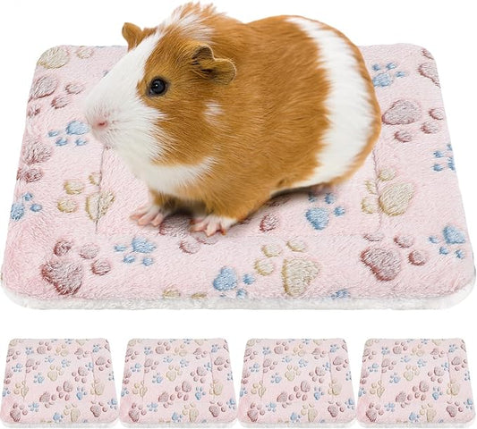 Tuanse 4 Pack Ultra Soft Dog Cat Bed Mat with Cute Print Reversible Fleece Dog Crate Kennel Pad Cozy Washable Thickened Hamster Guinea Pig Pet Bed Mat for Small Animal (13 x 10 Inches,Light Brown)