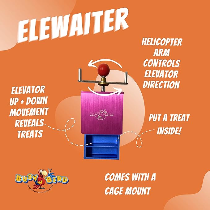 Ele-Waiter Foraging Bird Toy | Interactive Treat Dispenser | Promotes Natural Foraging Behavior | Bird Cage Accessories for Medium to Extra Large Birds | Colorful Toys for Parrots, Cockatiel,Cockatoos