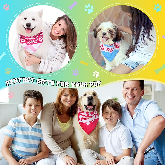 30 Pcs Dog Bandanas Bulk Pet Bibs Colorful Triangle Scarf Pet Bandanas for Medium Large Dogs Spring Summer Birthday Costume Decoration (Adopt Me)