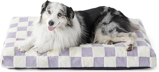 LE SURE XLarge Dog Bed-Thick Shredded Chopped Foam Pet Bed Indoor with Removable Cover, Cute Modern Fuzzy Plush & Anti Slip Bottom, Purple