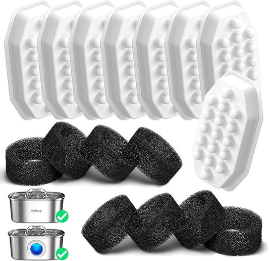 Official Cat Water Fountain Filters Replacement & Pre-Filter Sponges for 3.2L/108oz Automatic Pet Fountain Dog Water Fountain