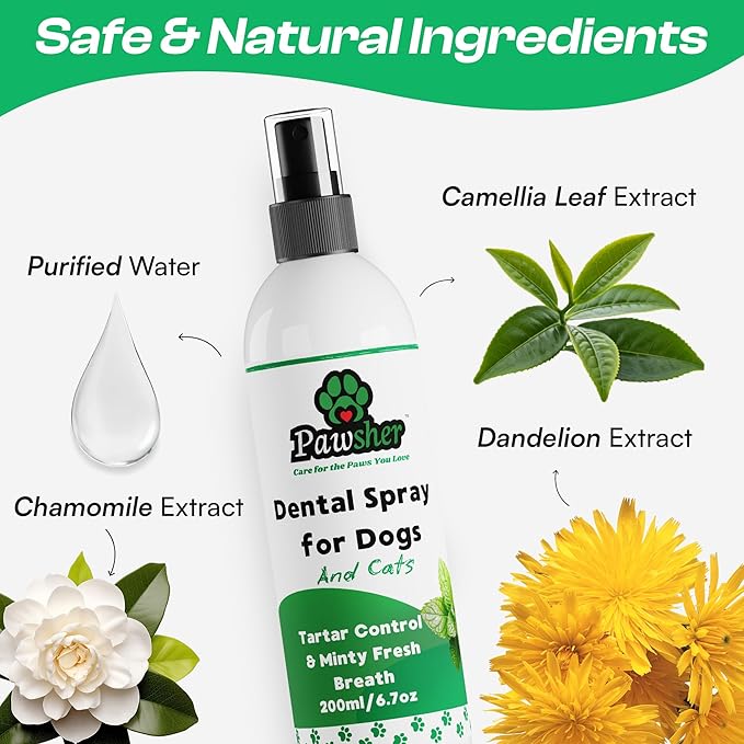 Dog Breath Freshener, Helps Promote Gum Health, Cats & Dogs Plaque and Tartar Remover, Instant Fresh Breath for Dogs & Cats, 6.7 oz