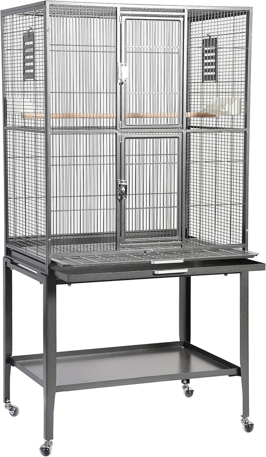 Brisbane Cage (Black) - Large Spacious Durable Metal Cage - for Sugar Gliders, Chinchillas, Squirrels, Ferrets & Other Small Pets