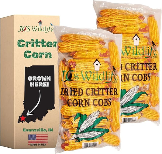 JCs Wildlife Dried Corn on The Cob Bag - 14 lb Bags - Great for Squirrels, Deer, Racoons, Rabbits, Geese, Ducks, Turkey, and Other Backyard Critters. Indiana Corn. (2 Bags)