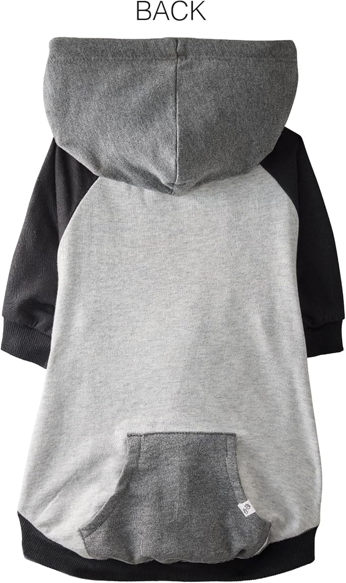 Rocky – The Orginal Lightweight Hooded TEE 100% Organic Cotton Dog Hoodie Pet Coat Sweater for Small, Medium, Large Dogs, Heather Gray Color Block, XX-Small