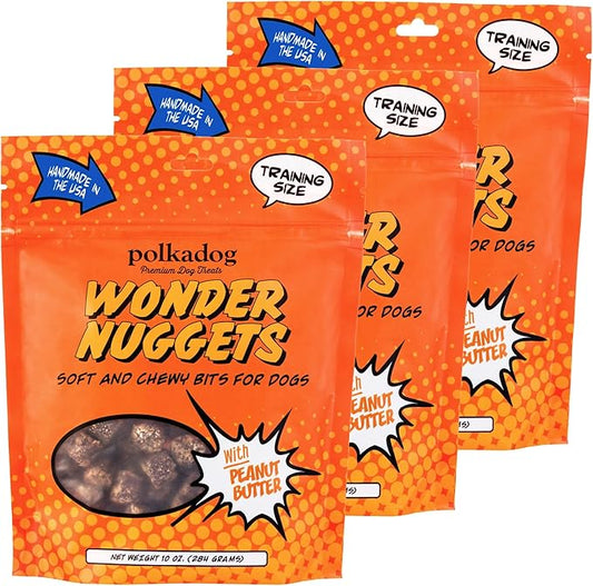 Polkadog Wonder Nuggets 3-Pack– Soft & Chewy Dog Treats with Peanut Butter – Healthy, Limited Ingredient Training Treats for All Dog Breeds and Ages – Natural, Made in USA – 10 oz (Pack of 3)