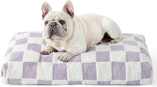 LE SURE Dog Beds Medium Size-Thick Shredded Chopped Foam Pet Bed Indoor with Removable Cover, Cute Modern Fuzzy Plush & Anti Slip Bottom, Purple