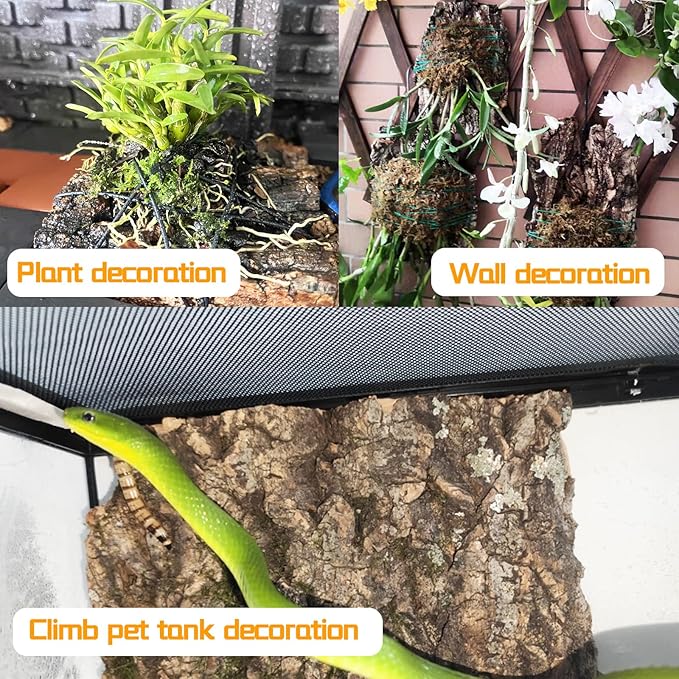 8PCS Cork Terrarium Background 15.7x11.8in Natural Large Cork Bark Backdrop Reptile Climbing Mat Tank Habitat Decor for Spider Lizard Chamelon Turtle Beared Dragon