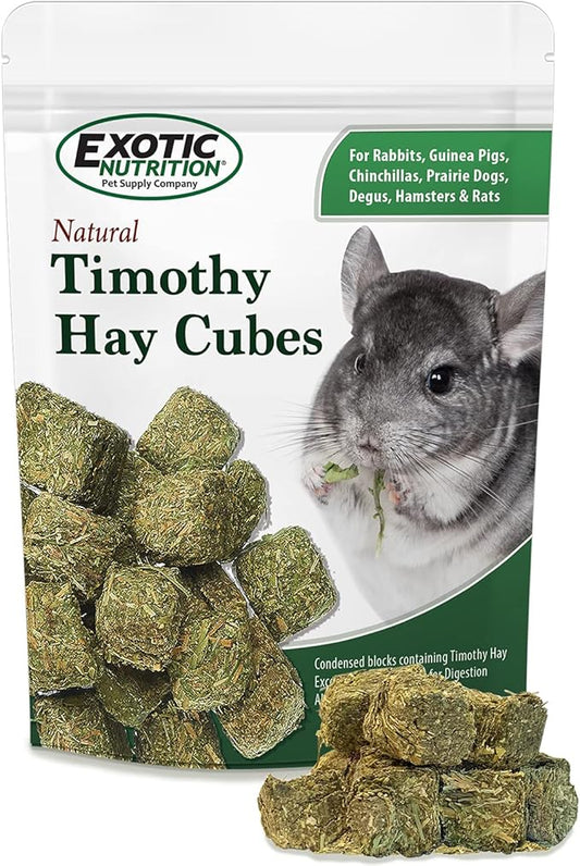 Timothy Hay Cubes 1 lb - 100% All Natural, High Fiber, Sun Cured Timothy Grass Food & Treat - Rabbits, Guinea Pigs, Chinchillas, Degus, Prairie Dogs, Tortoises, Hamsters, Gerbils, Rats & Small Pets