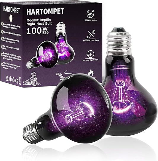 R80-100W Reptile Night Light Bulb, UVA Heat Lamp - Simulate Natural Moonlight, Purple Basking Lamp, 2000 Hours lifespan