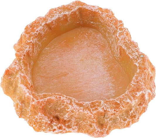 Reptile Food Dish, Resin Lizard Reptile Food Dish, Turtle Water Bowl, Terrarium Feeding Bowl Accessory for Lizard Tortoise Snakes Gecko, Orange, 3.54"x3.54"x0.98"