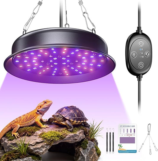 UVB Light for Reptiles, TFNN Reptile Light Fixture with 3-6-12 Cycle Timer & 3 Brightness, Full Spectrum UVA UVB Lamp for Turtles Bearded Dragon Snake (18W)