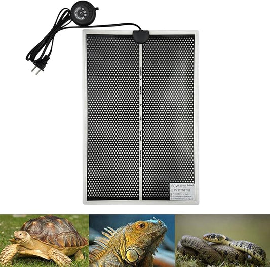 Reptile Heat Pad with 7 Button Temperature Adjustment, Under Tank Terrarium Heat Mat for Reptiles Tortoise Snakes Lizard Gecko Frog Hermit Crab and Other Small Animal, 20W Reptile Heating Pads