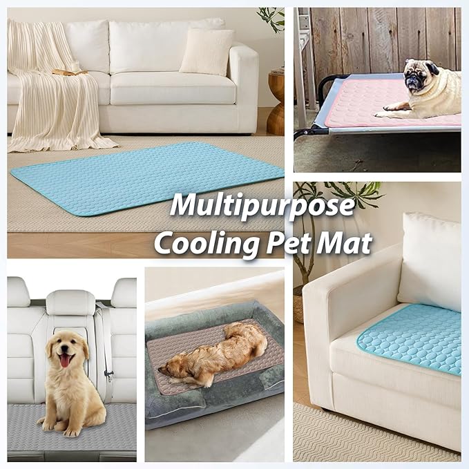 MICROCOSMOS Summer Cooling Mat & Sleeping Pad- Water Absorption Top, Materials Safe, Easy Carry, EZ Clean. Keep Cooling for Pets, Kids and Adults.(Pink, 24" x18")