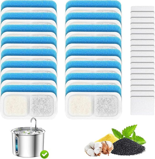 Cat Water Fountain Filter,Cat Fountain Filters Replacement Compatible with oneisall 67 oz/2L Stainless Steel Pet Water Fountain,16 Set Pet Fountain Filter Replacement