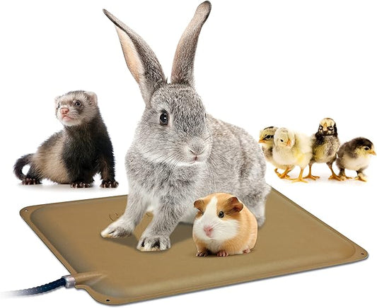 K&H Pet Products Small Animal Outdoor Heated Pad, Waterproof, Chew Resistant, Safety Listed, Indoor Outdoor Heater Warming Pad for Cat Houses, Rabbit Hutches, or Chick Brooders - 12 X 9in Tan 20W
