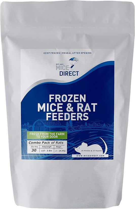 MiceDirect EST. 2003 Frozen Rat Combo Pack Rat Pinkies & Rat Fuzzies Feeder Snake Reptile Food, 40 Ounce