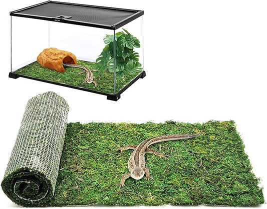 kathson Reptile Carpet, Natural Moss Mat for Terrarium, Bearded Dragon Tank Flooring Green Substrate Liner for Leopard Gecko Hermit Crab Lizard Tortoise (47.24" X 11.81")
