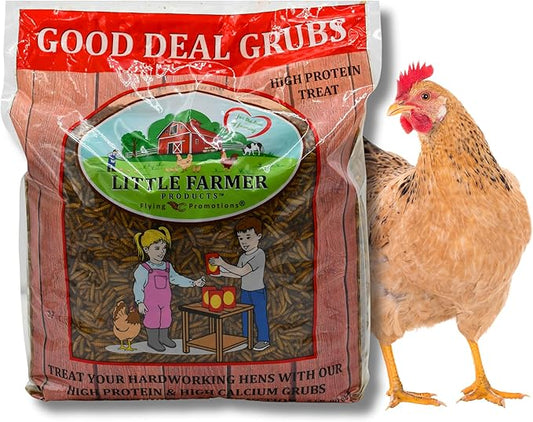 Good Deal Grubs Dried Black Soldier Fly Larvae Treat (5lb) for Chickens, Poultry, Birds, Small Pets - Protein and Calcium Supplement