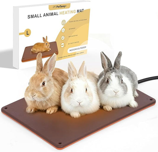 Small Animal Heating Pad, Small Animal Bed, Large Outdoor/Indoor Winter Thermal Heating Pad for Rabbits, Guinea Pigs & Chickens, Waterproof & Chew-Resistant, 30W Energy-Efficient, 15.7" x 11"