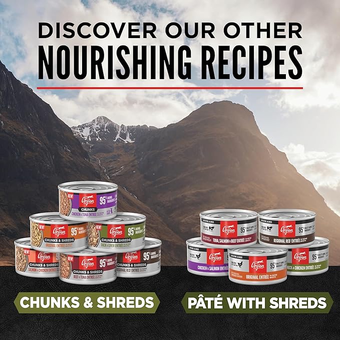 ORIJEN Chunks & Shreds Wet Cat Food Duck & Liver Entrée 3oz Cans (12 Count)