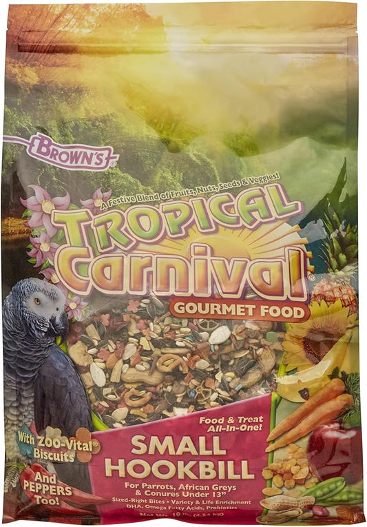 Tropical Carnival Small Hookbill Food – Gourmet Blend with Fruits, Nuts & Seeds, 10 Pounds, Omega 3 & Natural Preservatives, Supports Digestion
