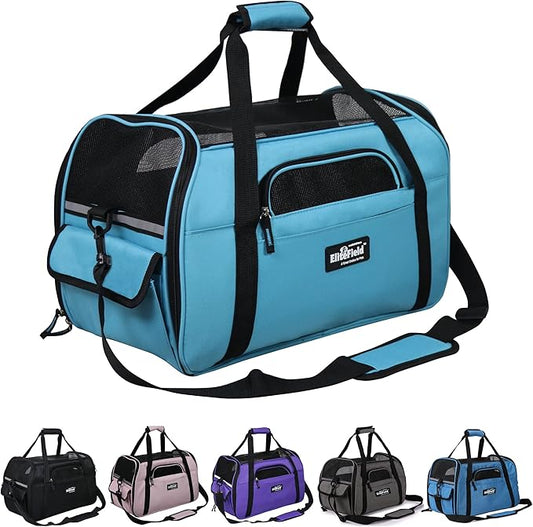 EliteField Soft Pet Carrier (3 Year Warranty, Airline Approved) Soft Sided Dog Puppy Cat Carrier Travel Bag (X-Large: 21" L x 12" W x 13" H, Sky Blue)